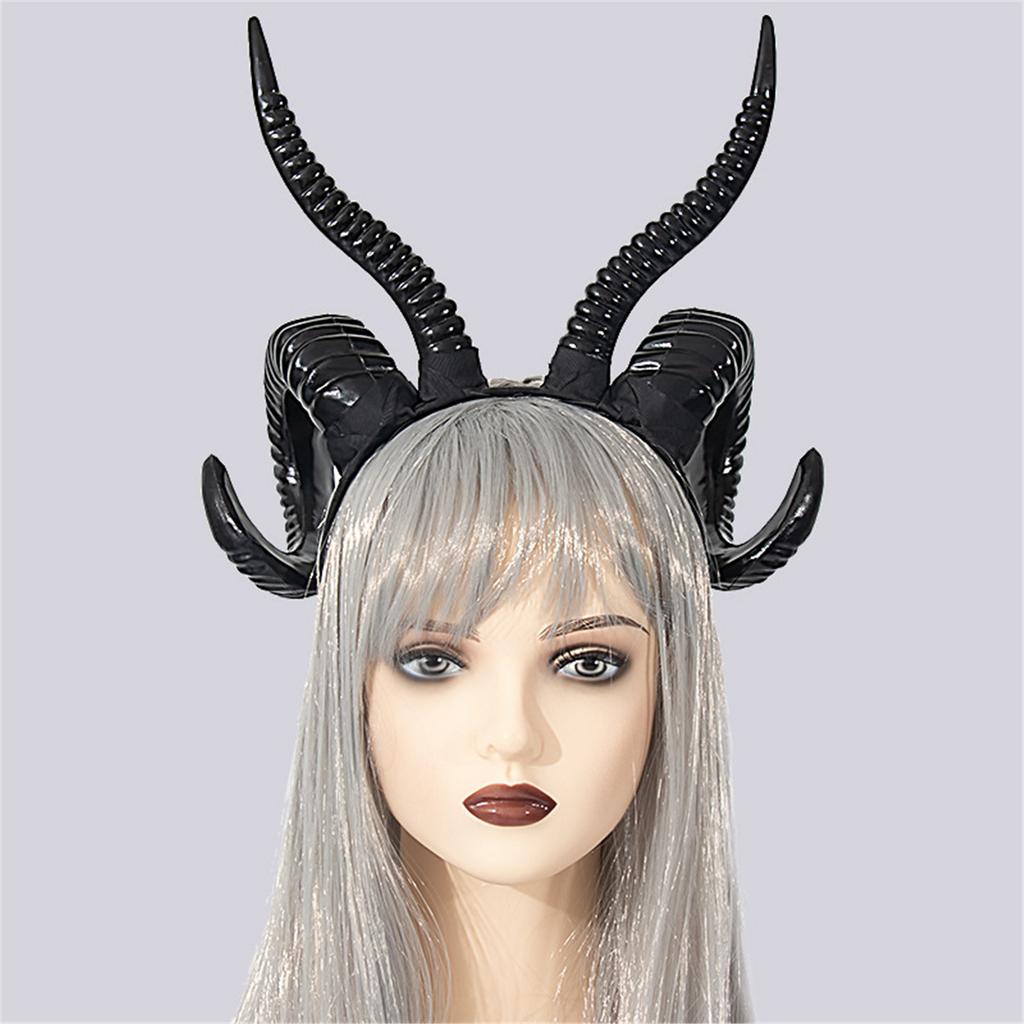 Handmade Sheep Horn Headbands Girl Cosplay Realistic Sheep Horn Fursuit Masquerades Halloween Cosplay Party