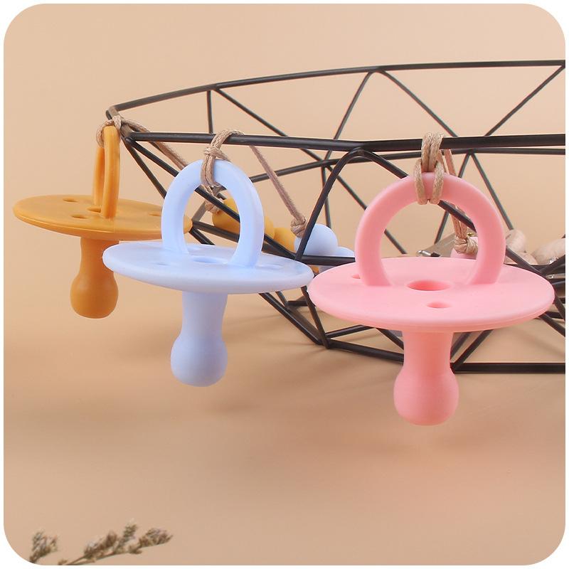 Baby Silicone Pacifier Safe Food Grade Teether Newborn Soother Solid Color Dummies Silicone Nipple For Baby Chew Accessories
