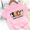 Children Crew Neck Short Sleeve T-Shirt with Cartoon Guinea Pig Print