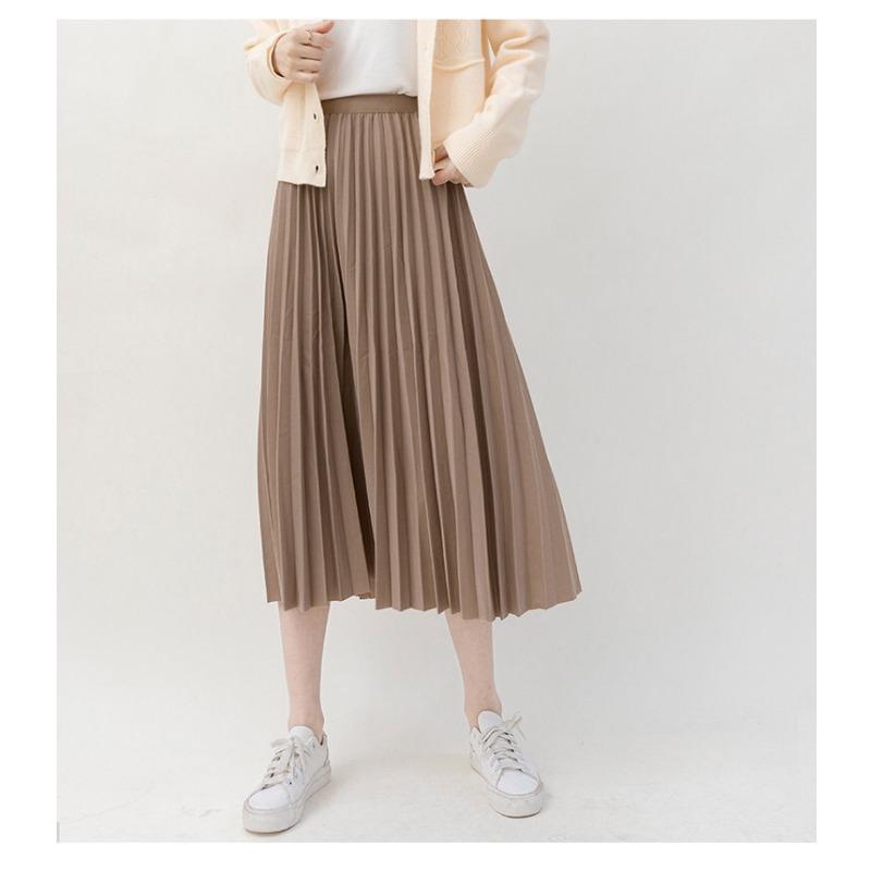 Jupe plissée trapèze élégante pour femmes, longue, décontractée, taille haute, Maxi, printemps été