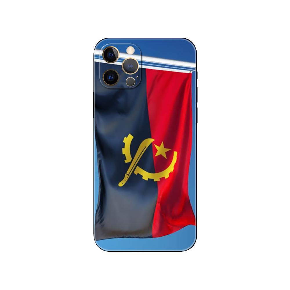 Schwarze TPU-Hülle für iPhone 5 5s se 2020 6 6s 7 8 plus x 10 XR XS 11 12 13 mini pro MAX Rückseite Angola Flagge