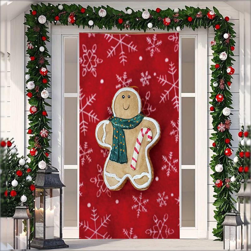 Stretch Fabric Christmas Door Tapestry - Santa Claus Gift Background for Holiday Parties