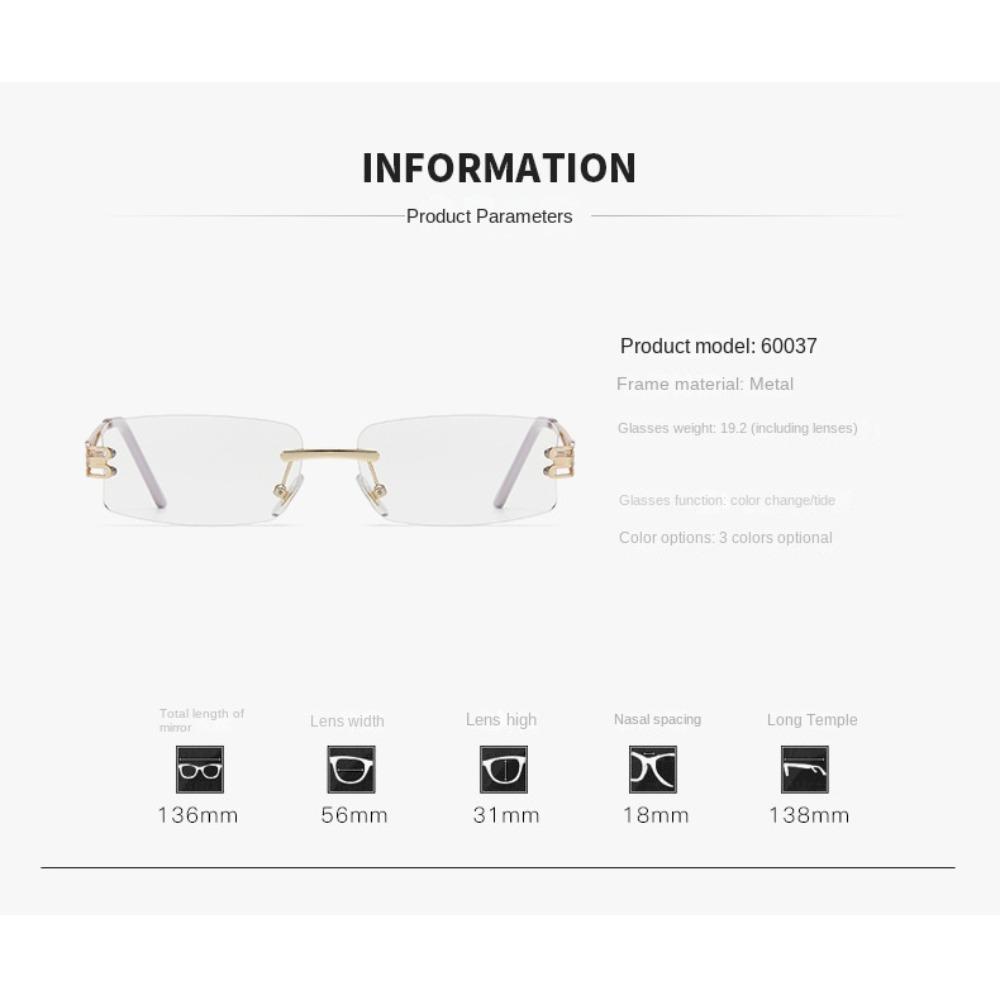 Fashion Frameless Square Color Changing Myopia Glasses for Women Men Anti Blue Light Photochromic Myopia Glasses Luxury Near Sight Eyeglasses