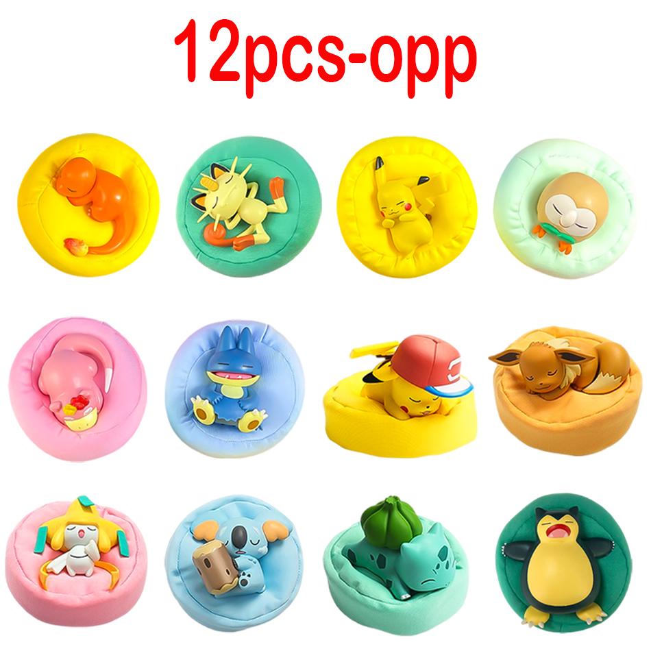 Toys 1-12pcs Pok É Mon Scale Ratio Model Figure 1-12 Pcs Pikachu Sleep Series Interior Hand Sleeping Position Gift Present for Sfriends