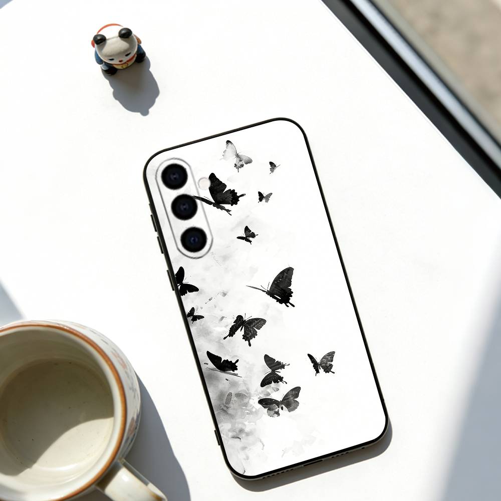 

Minimalist Ink Art Phone Case Black Silicone Soft For Samsung Galaxy A73,A72,A71,A70,A53,A52,A51 Samsung a21