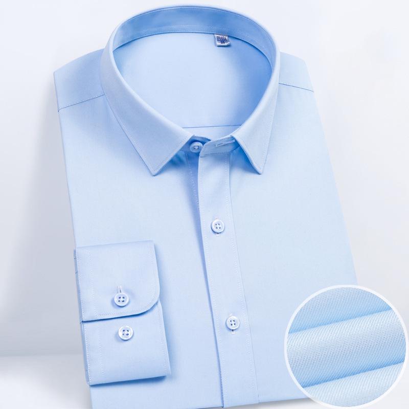 

80-Count Double-Ply Men s Long-Sleeve Business Casual Shirt - Combed Cotton Blend Uniform for Young and Middle-Aged Professionals XL