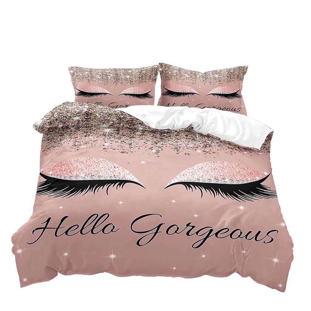 Eyelash Pattern Digital Printing Duvet Cover Set Bedding