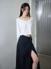Nogtabeu Zipper Slim Long Skirt Black