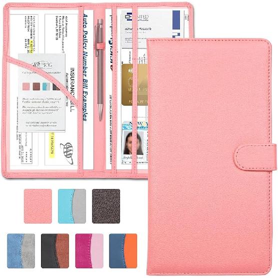 Foryou Car Registration And Urance Holder With Magnetic Closure, Auto Truck Document Vehicle Glove Box Paperwork Organizer Wallet For Accessories