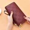 Wallet for women, long, European and American, shiny leather, double zipper handbag, large capacity, double-layer phone bag, frosted wrist wallet