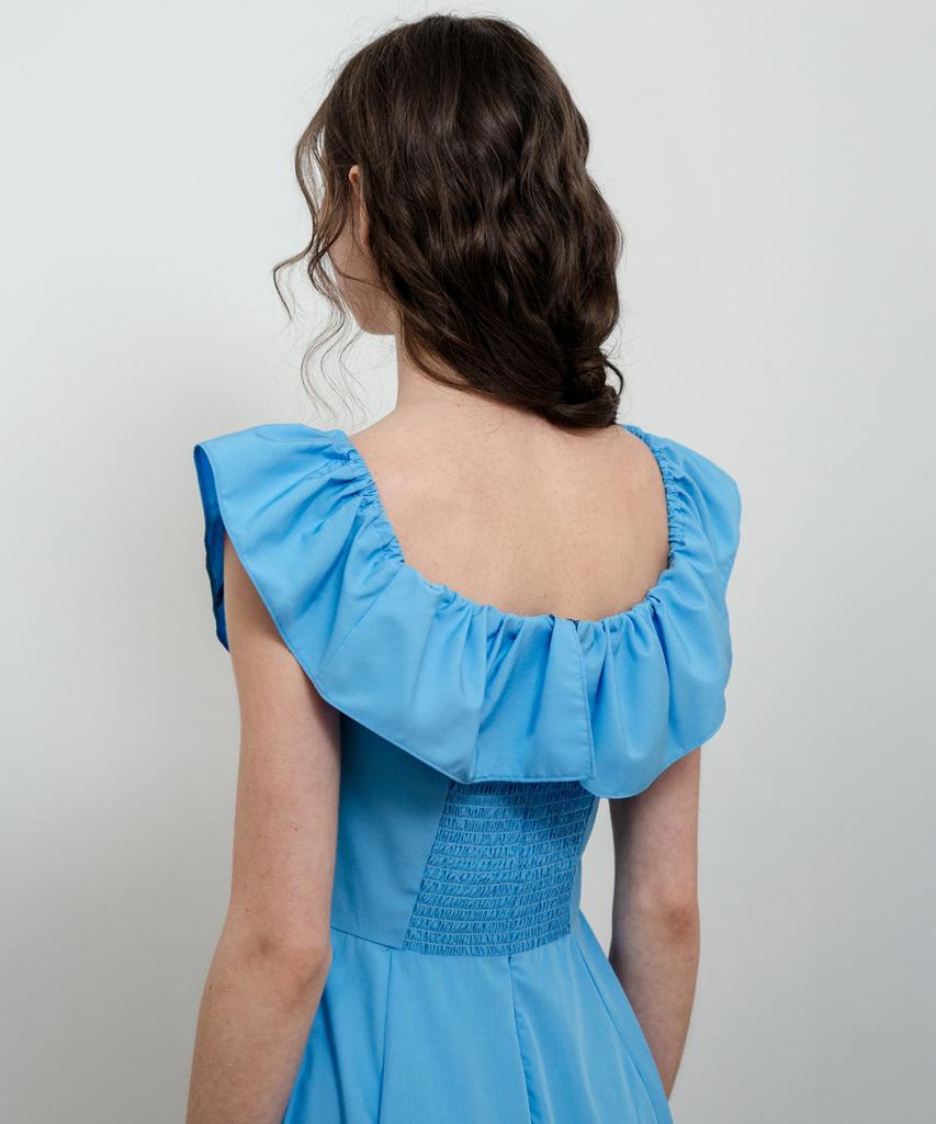 LETTRE DE LE TOILE Sunday Ruffle Detail Dress (Blue)