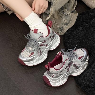 European Station 2025 Autumn New Mesh Platform Dad Shoes Women's Lightweight Height Increase Versatile Casual Sports Shoes Trendy