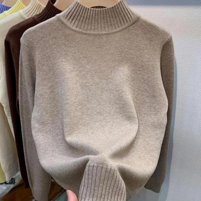 Rollkragen Uni Pullover Damenmode Neu Stretch Tops Strickpullover Langarm Unterziehstrick Einfache Schicke Kleidung