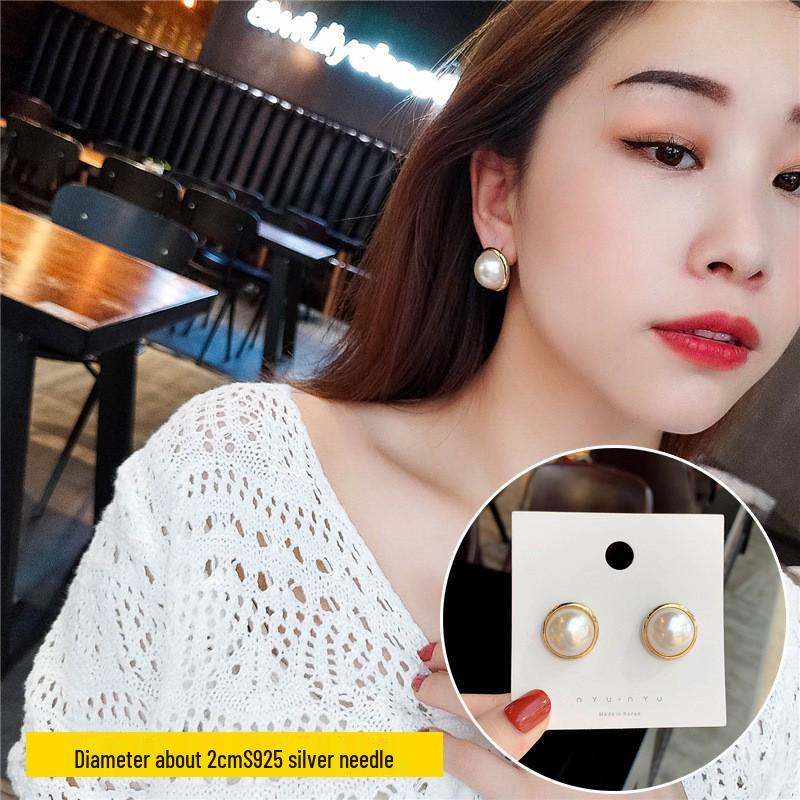 925 Silver Retro Pearl Earrings - Classic Japanese & Korean Style
