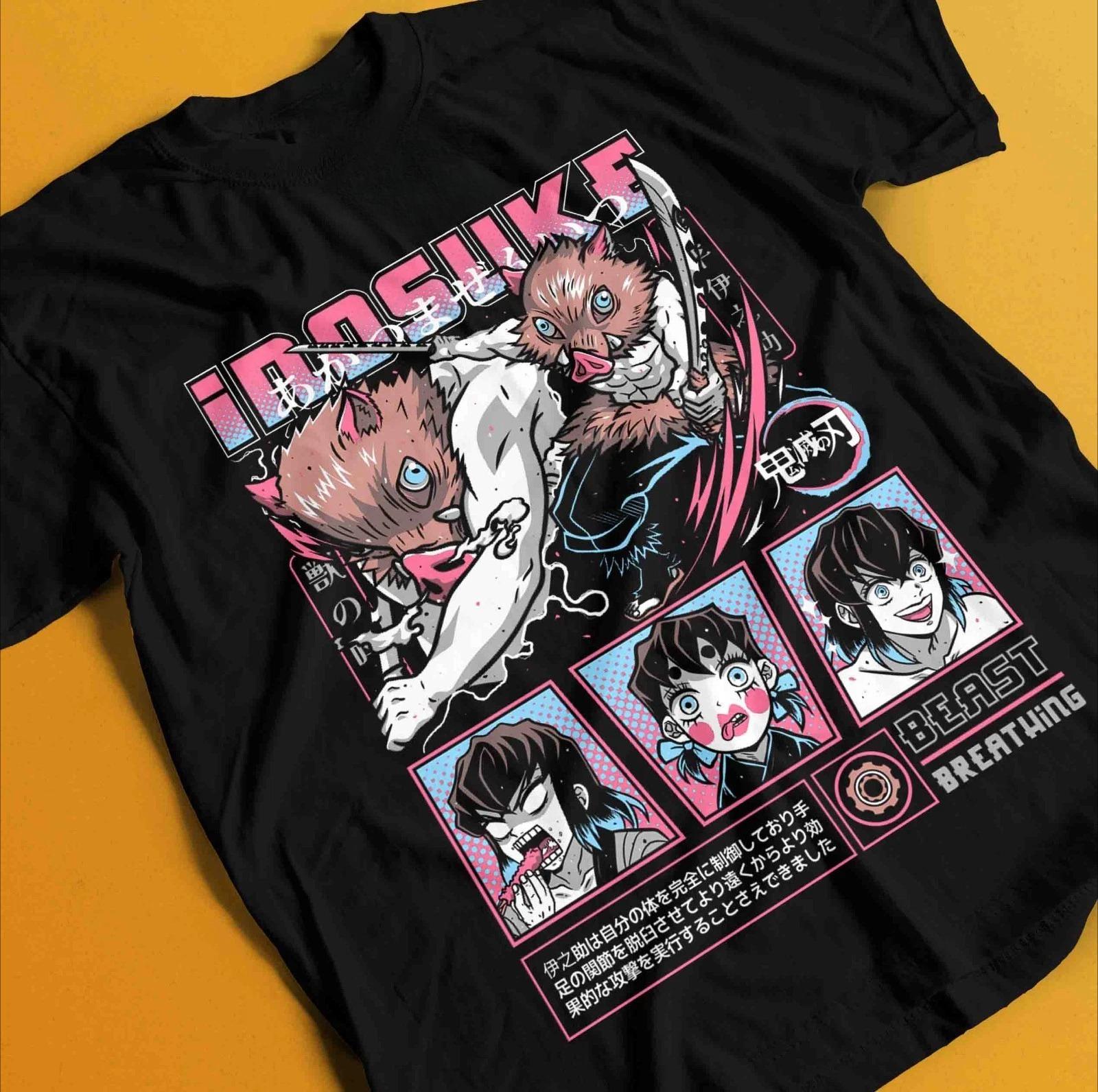 Demon Slayer Shirt Inosuke Tshirt Zenitsu TShirt Muzan Doma Tee Tanjiro Nezuko Summer Unisexs and Womens Breathable Tshirt Top S