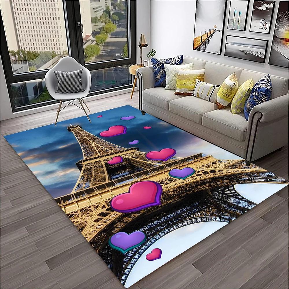 France Paris Eiffel Tower Retro Carpet Rug for Home Living Room Bedroom Sofa Doormat Decor,Kids Play Area Rug Non-slip Floor Mat