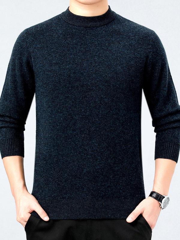 Herren Business Casual dicker Kaschmirpullover - Neuer Stil, Halbhoher Rundhalsausschnitt, 100% Reines Kaschmir, Hochwertige Basisschicht