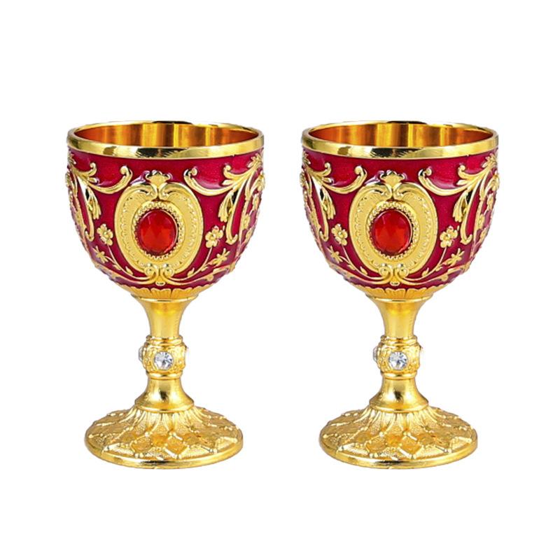 Tall wine glass Golden cup Banquet small wine glass Tea water supply cup Holy water cup Wine set Decorative ornament