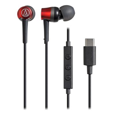 Écouteurs Audio Technica RD avec microphone USB filaire Type de canal Télétravail Travail à domicile Web Réunion ZOOM Rouge ATH-CKD3C Type-C 1,2 m PC/Windows/Mac/Android