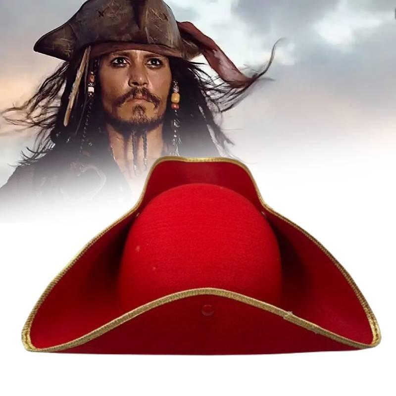 Stylish Red Pirate Captain Hat Cosplay Costume Accessory For Halloween Parties And Events