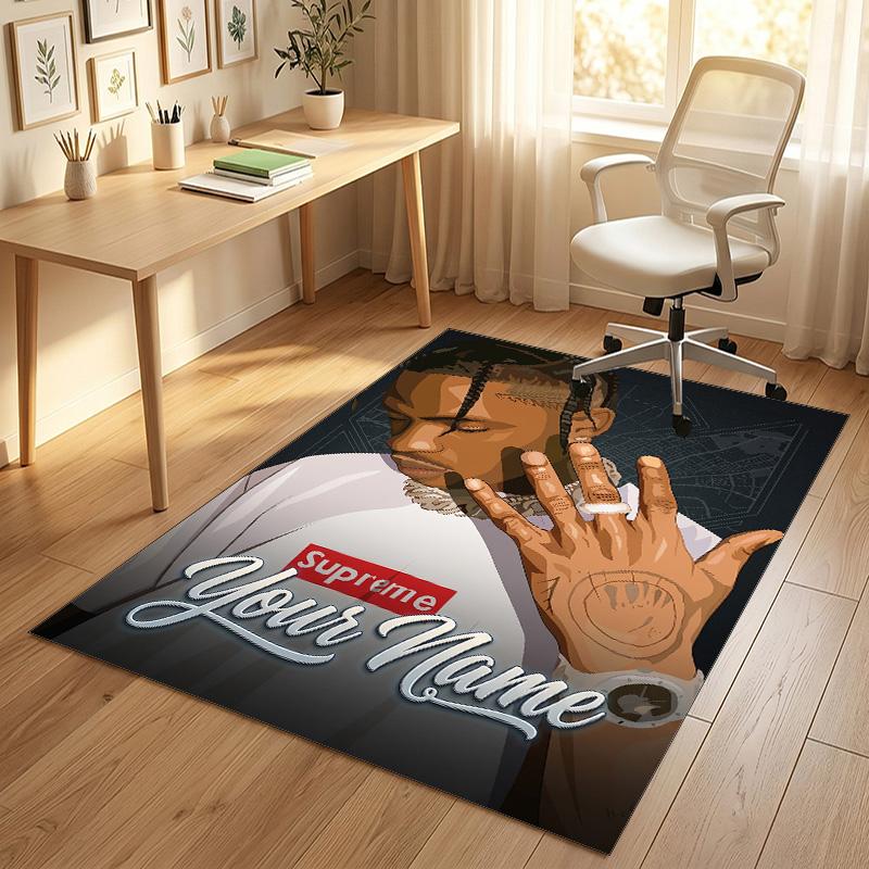 Personalized Crystal Velvet Carpet,Travis Scott Custom Printed Name, Plush Area Rug For Home Indoor Decor