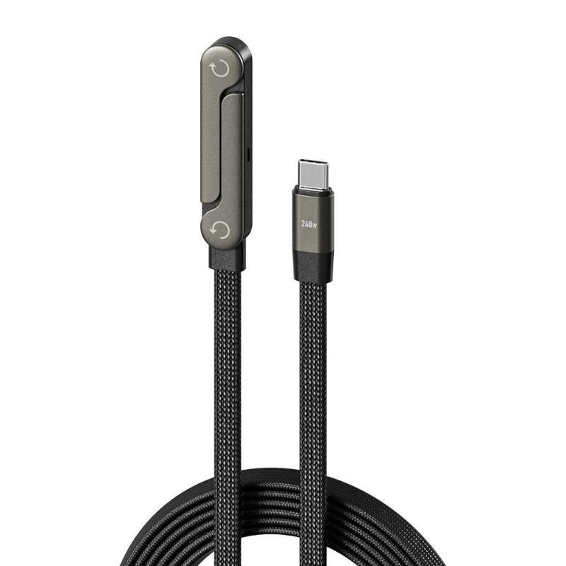 240W Fast Charging USB C Cable Built-in Phone Stand Wear-resistant Braided Nylon Data Cord for Home Outdoor Use