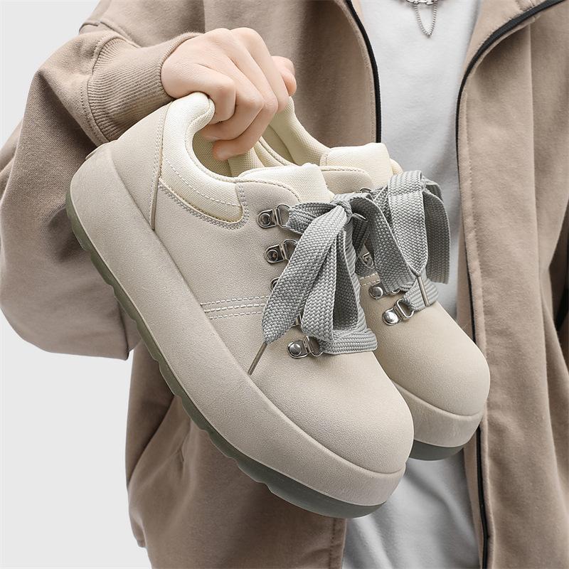 

Внешняя торговля 2025 новая ниша Q версия большая голова кожаные туфли толстая подошва увеличение роста повседневные кеды мужская обувь Z209 39 светло-серый