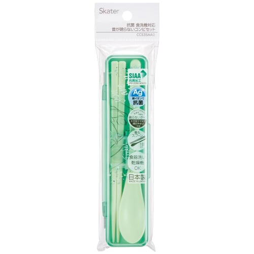 Skater Chopsticks and Spoon Set, Bento Box, Adult, Antibacterial, Combo Set, 18cm, Non-Clinking, Made In Japan, Disney, Peter Pan, Tinker Bell, CCS3SA