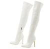 Cross2023 Women's Soft Patent Leather Stiletto Over-the-Knee Boots with Pointed Toe & Side Zipper