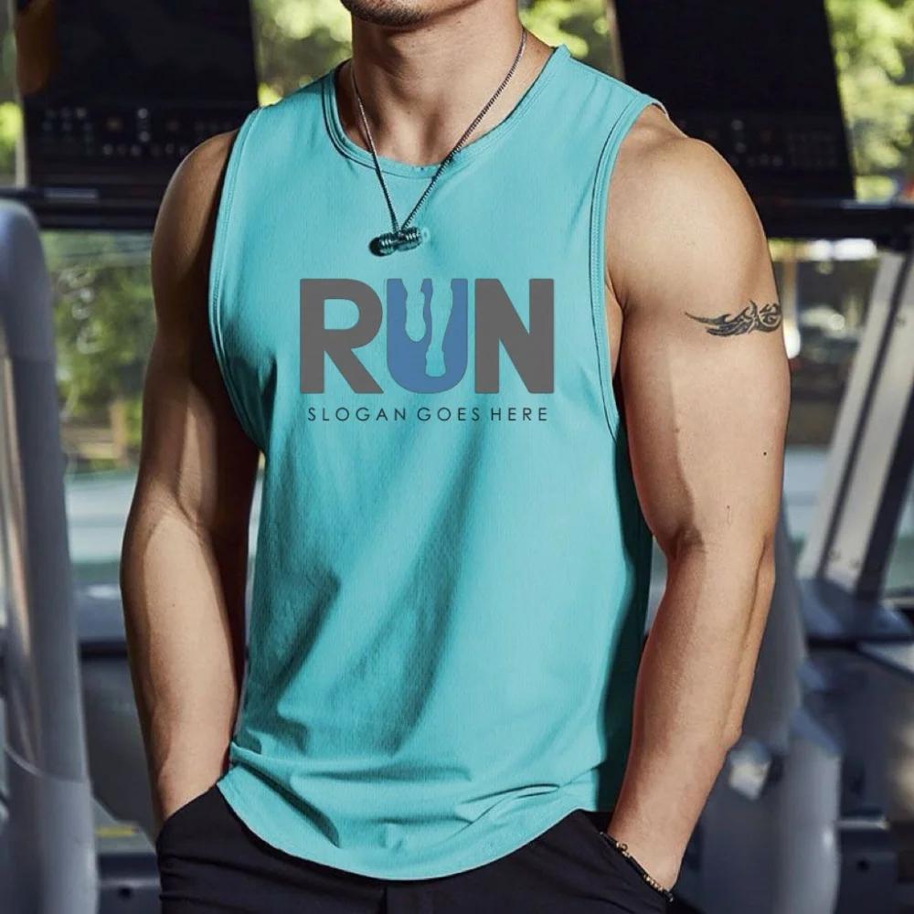 Summer New Fashionable Design Printed Sleeveless T-shirt for Men's Fitness Training Basketball Vest Loose Quick Drying Top