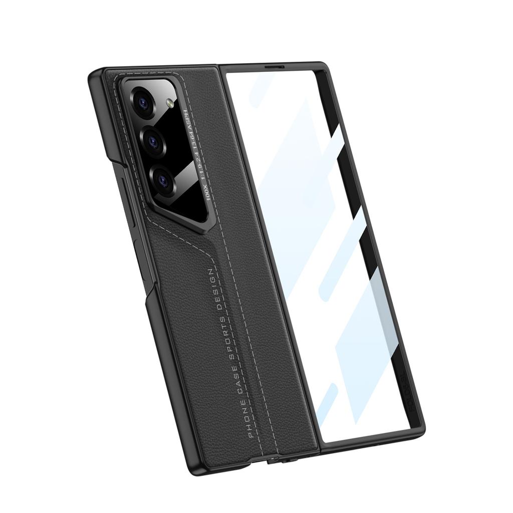 Suitable for Samsung Fold6 Porsche Mobile Phone Case Zfold6 Protective Case Blade Ultra Thin Plain Leather Simple Cover