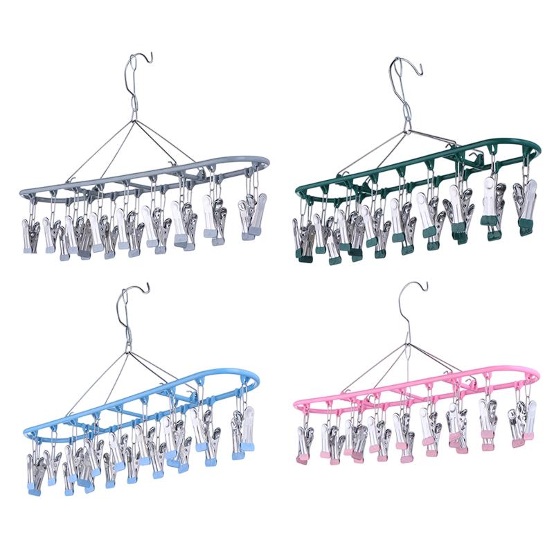 Edelstahl Kleiderständer Sockenhalter Mit 20 Clips Winddicht Multi Clip Wäscheständer Für Unterwäsche Socken Balkon Aufbewahrungsständer