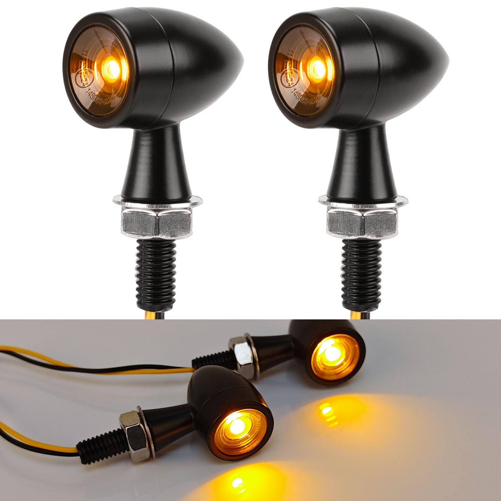 

RACEAST Motorcycle LED Turn Signal, Round Bullet Type, 12 V, High Brightness, Waterproof, Motorcycle чёрный