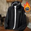 Winter Hooded Fleece Jacket with Lamb Wool Zipper, Winter Velvet Long Sleeved Slim Fit Fleece Jacket
