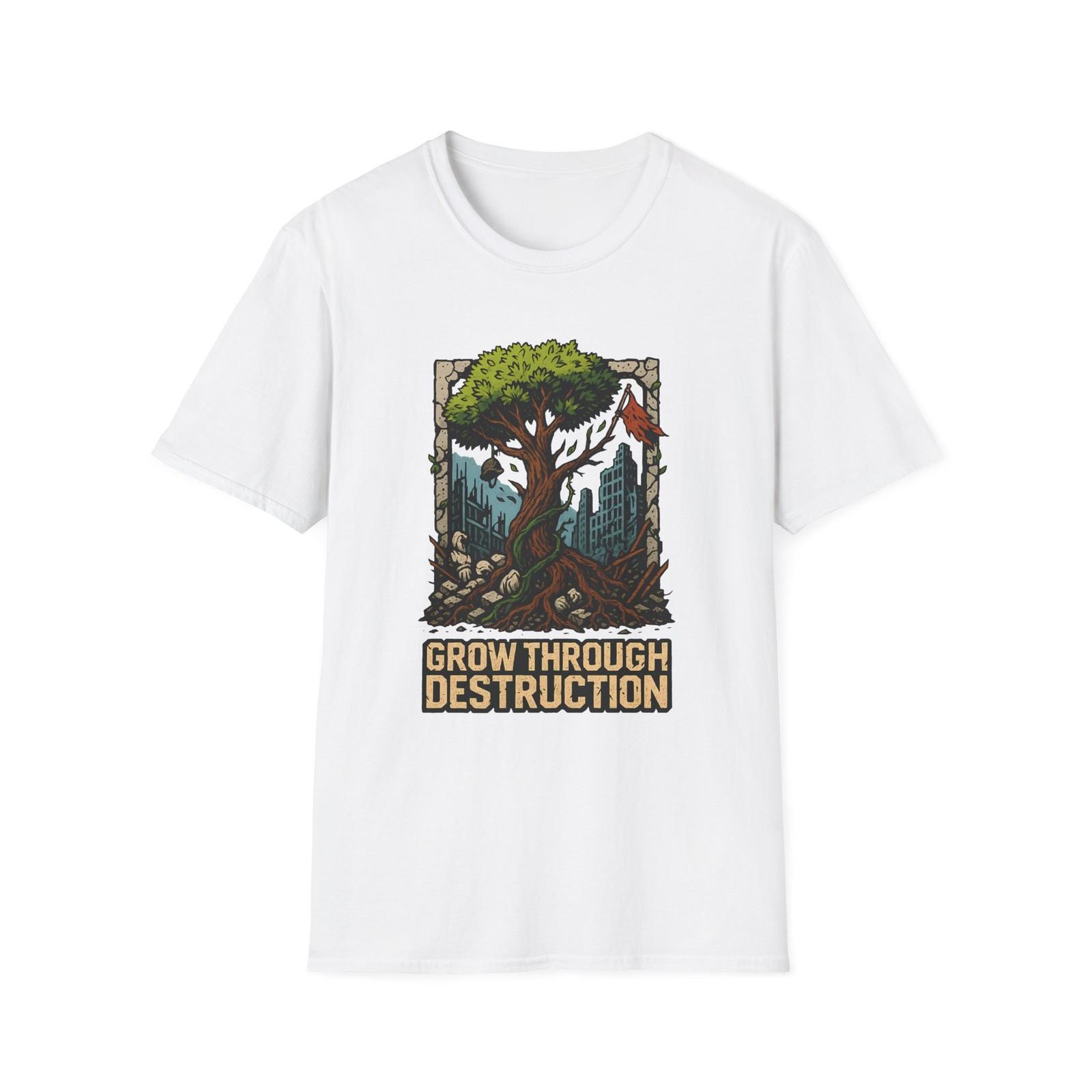 Unisex Softstyle T-Shirt Mens Womens Tees Top Tree Destruction Resilience Apocalyptic Growth L
