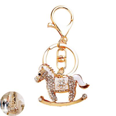 Keychain Sparkling Rhinestones Inlay Horse Design Key Chain Pendant Decorative Lucky Charm Bags Backpacks Cars Pendant