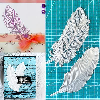 2pcs Feathers Metal Cutting Dies Stencil for DIY Scrapbooking Photo Album Embossing Paper Cards Crafts Diecuts