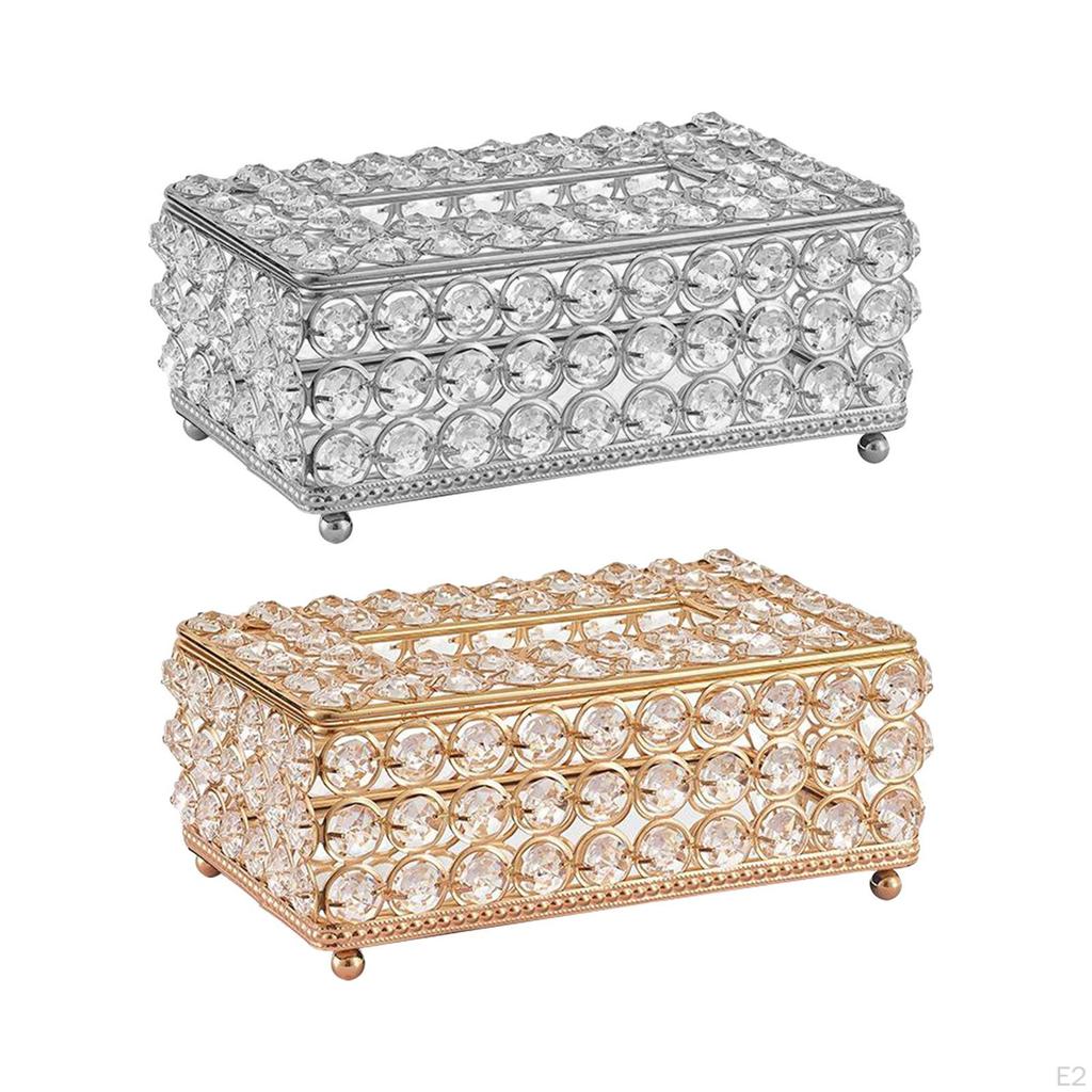 Bling Tissue Holder Box – Decorative Cover Dispenser Rectangular Glitter Diamond Crystal Bathroom