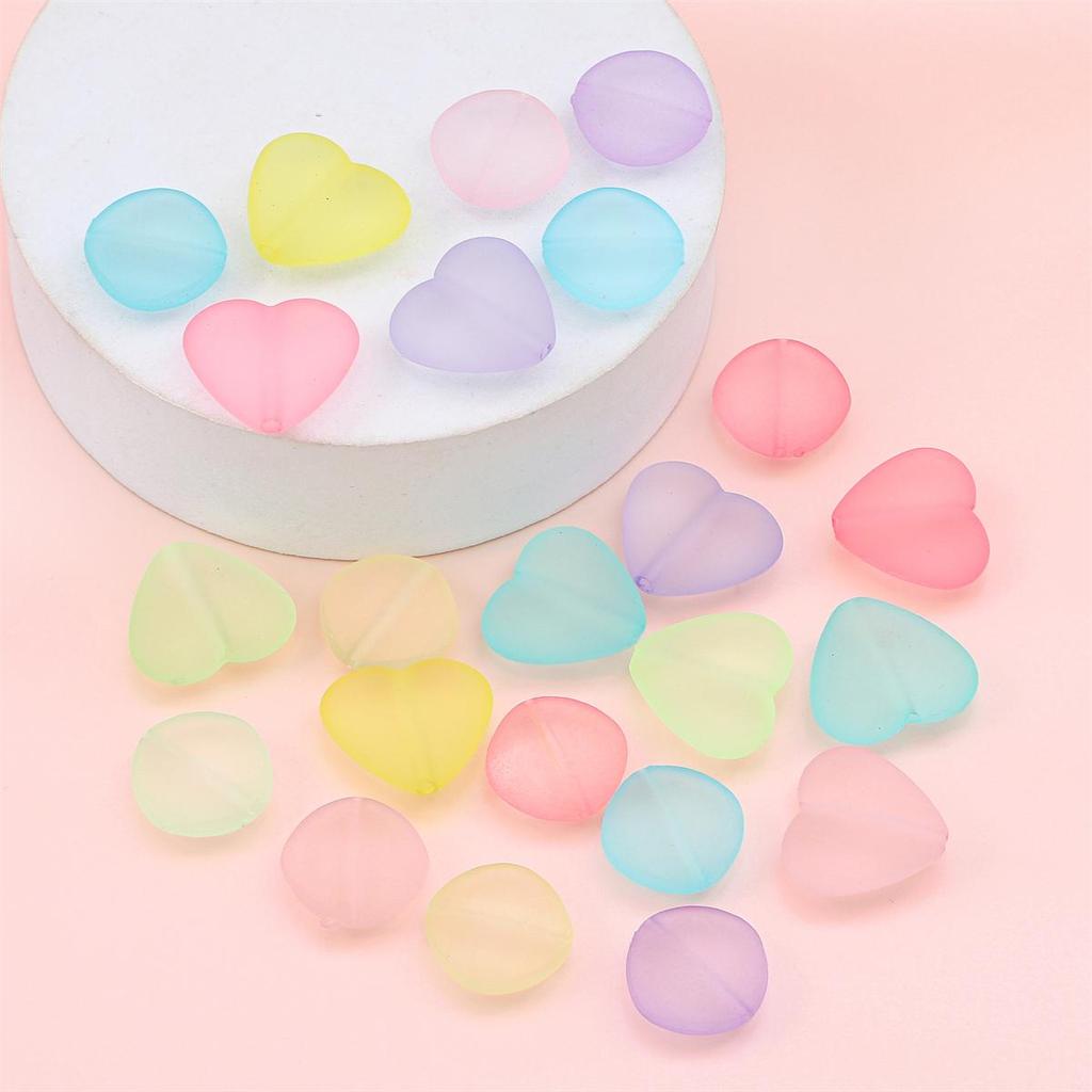 6Pcs Acrylic Frosted Beads Peach Heart Diamond Beads For DIY Necklace Bracelet Earrings Jewelry Making Craft Accessories