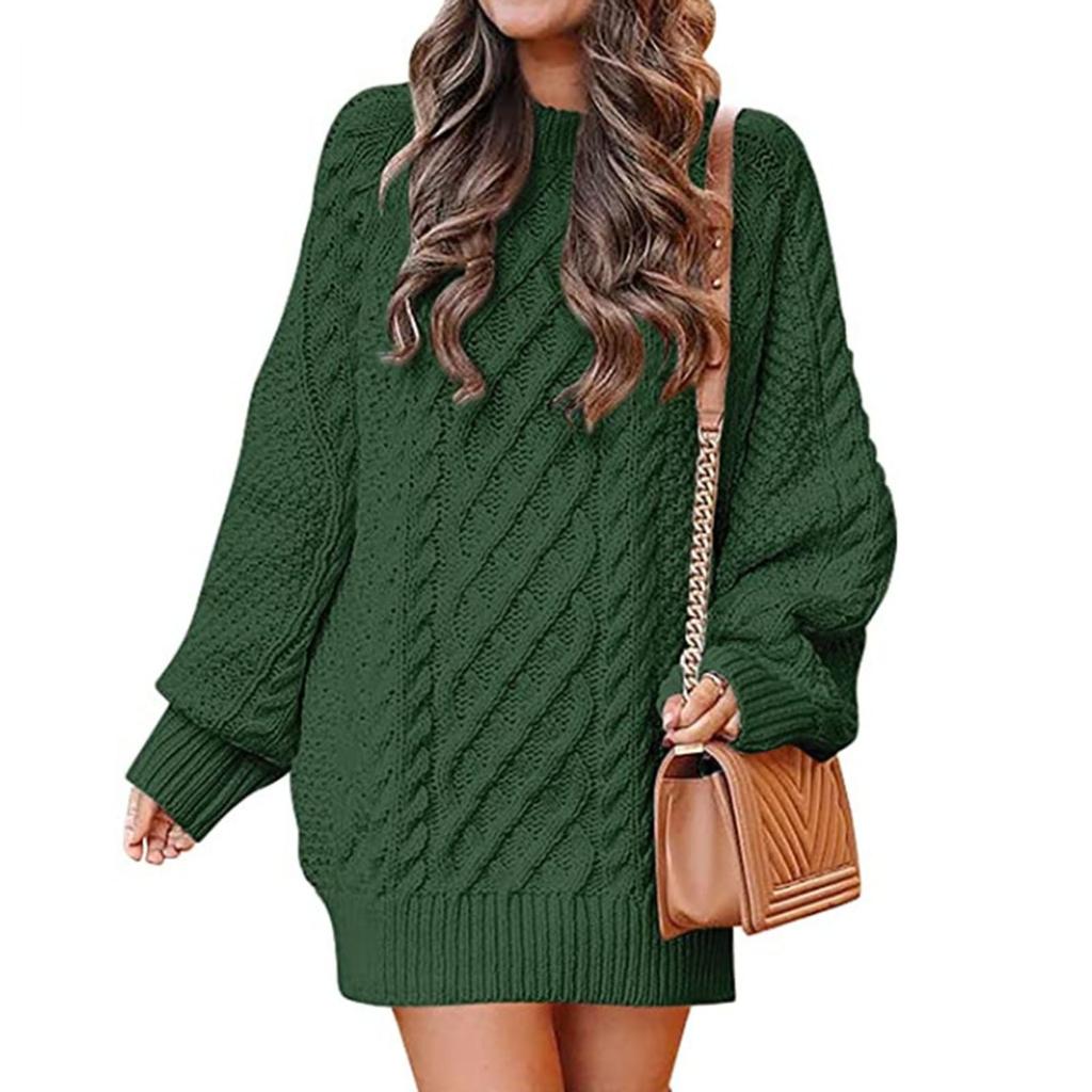 Women's Fashion  And Winter Round Neck Long-Sleeved Warm Sweater Top