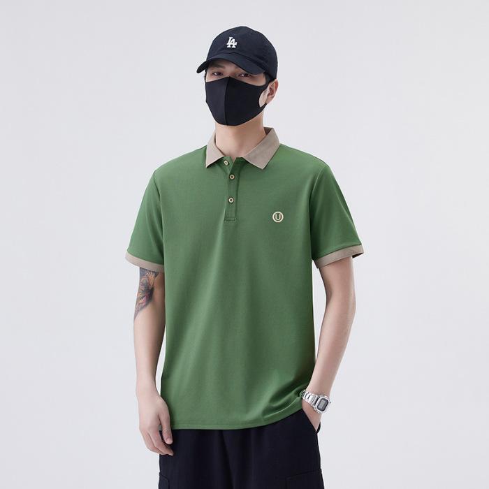 

Новый летний мужской топ с коротким рукавом, тонкий, свободный, с лацканами, футболка-поло с коротким рукавом 3XL зелёный