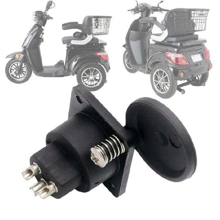 Female Plug Socket Mobility Scooter Panel Mount Port Easy Installation 3 Pin Socket Connector with Protective Cover