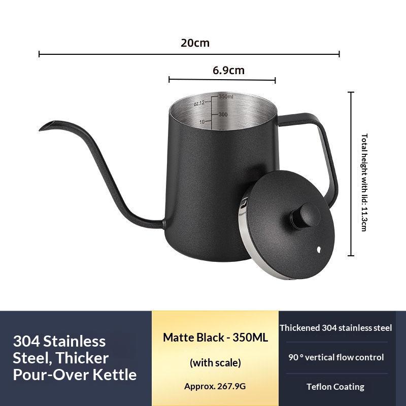 

cafetera manual a prueba de salpicaduras de acero inoxidable 304 con tapa, oreja colgante, olla de boca fina, cafetera