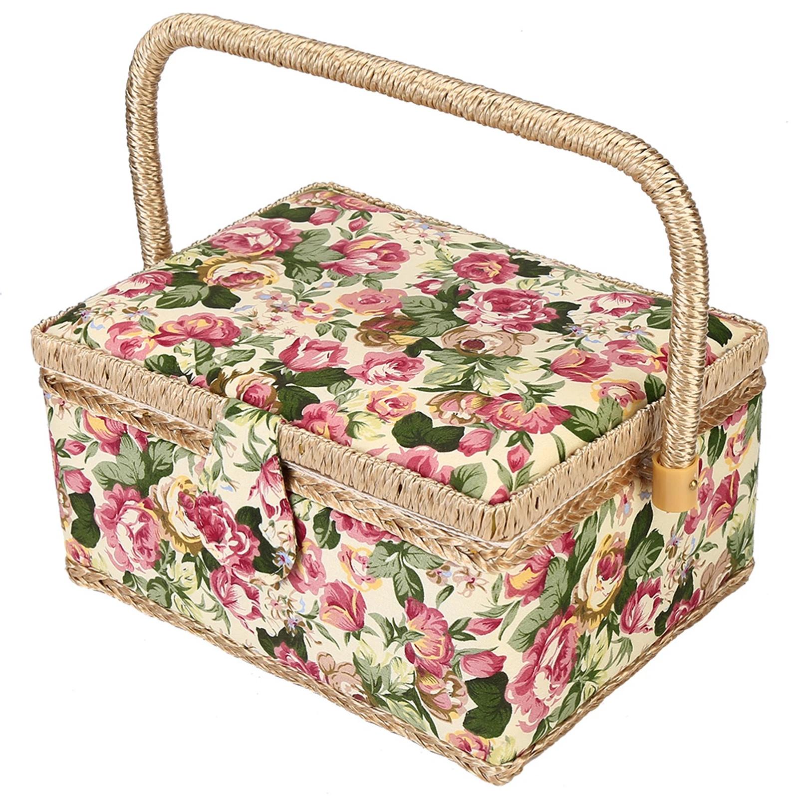 

Large Sewing Basket Vintage Sewing Basket for Needles Thread Tape Measure and Other Sewing Supplies Storage Box