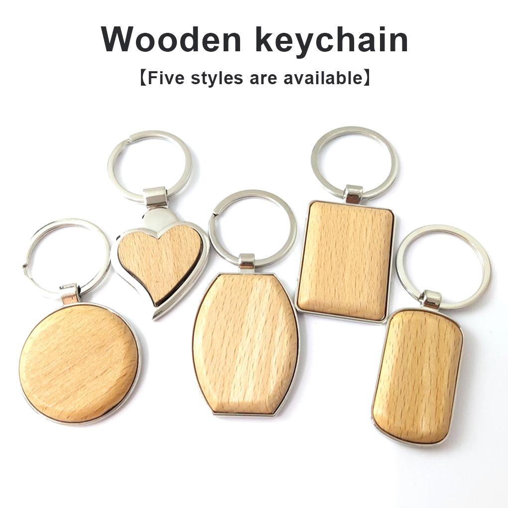 Keychain Ring Blank Wood Car Key Holder Portable Fashion Backpack Handbag Purse Keyrings Homemade DIY Handicraft
