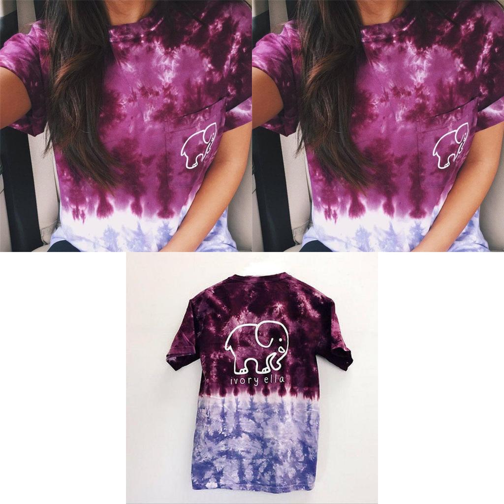 Elephant Print T Shirt For Women With Polyester Fabric Summer Casual Short Sleeve Top For Teen Girls