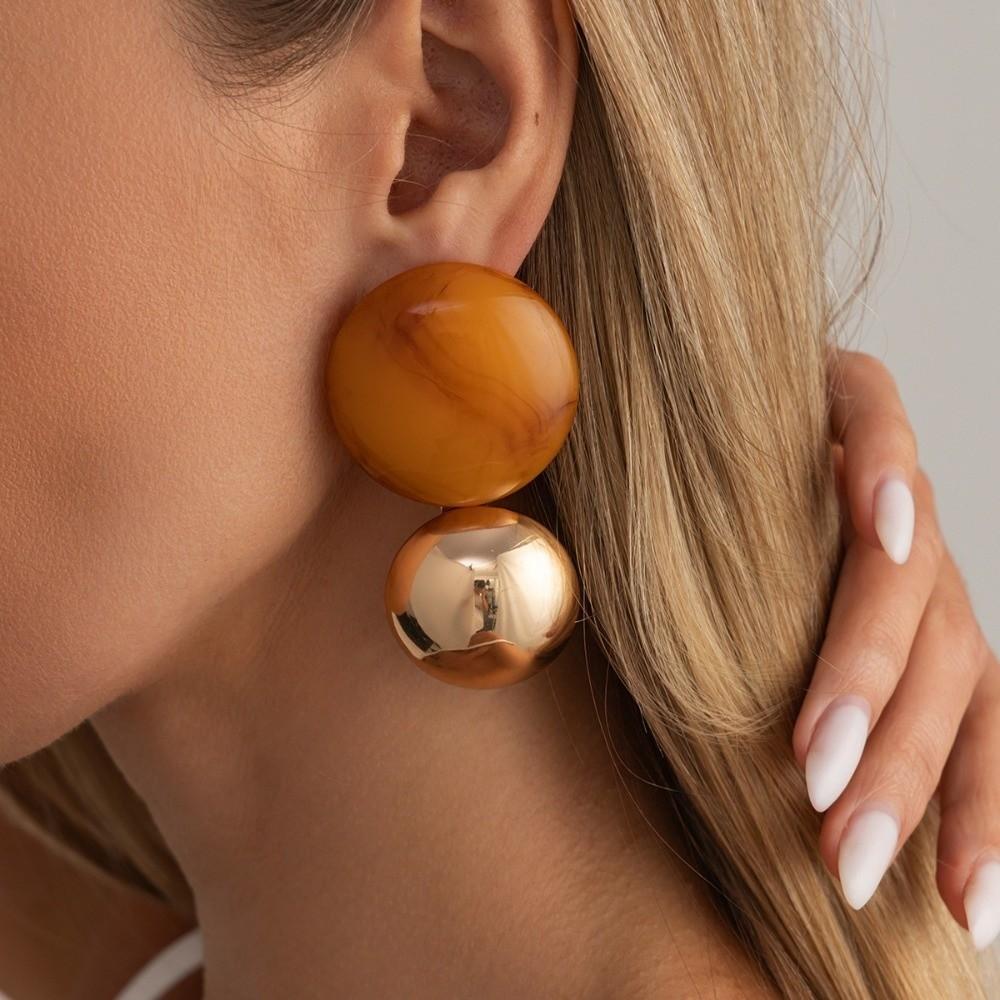 Metal Ball Splice Dangle Earrings Oversize Geometric Earrings Splice Earrings Daily Outfit Match