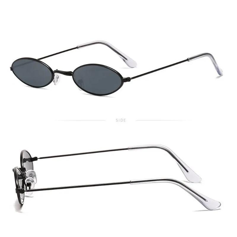 Retro Small Frame Oval Sunglasses Vintage Metal Colorful Shades Sun Glasses For Men Women Fashion Brand Design Female Eyeglasses