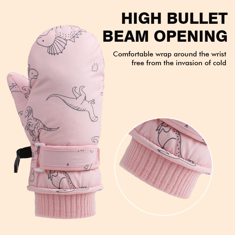 Kids' Quick-Dry Warm Ski Gloves with Waterproof Fabric and Thick Velvet Lining