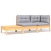 Day and Night - Day and Night 3-piece Garden Furniture Set with Gray Cushions Solid Pine Wood
